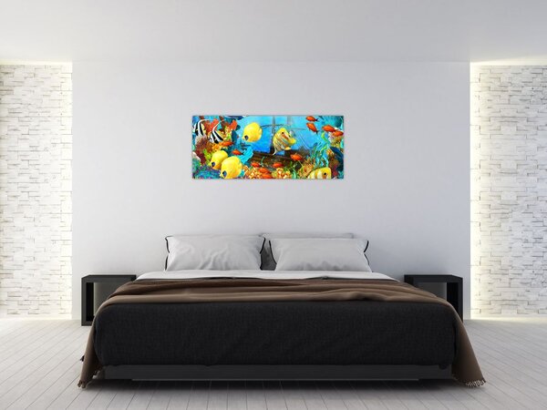 Slika - Barvit koralni greben (120x50 cm)
