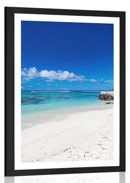 Plakat s paspartuom plaža Anse Source