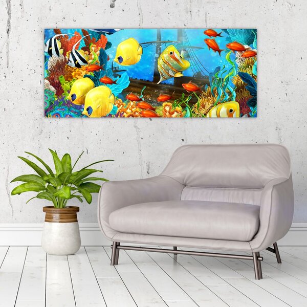 Slika - Barvit koralni greben (120x50 cm)