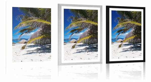 Plakat s paspartuom ljepote plaže Anse Source