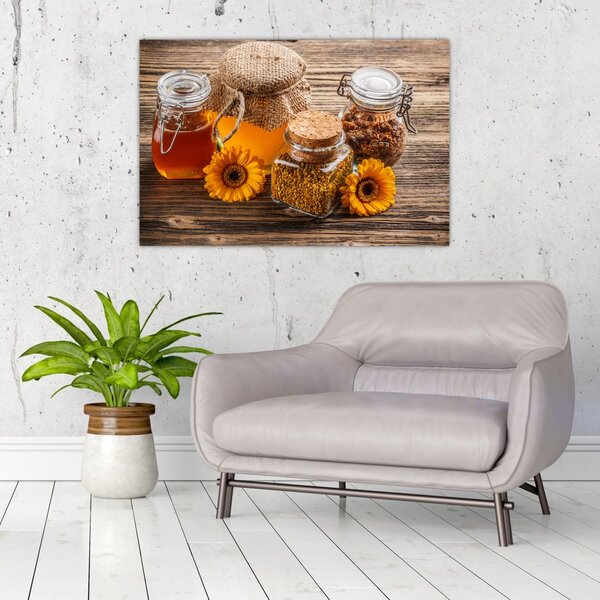 Slika - Tihožitje s kozarci za med (90x60 cm)