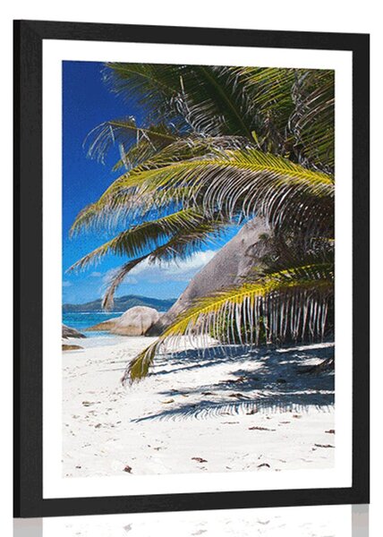 Plakat s paspartuom ljepote plaže Anse Source