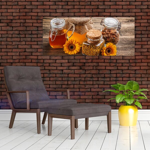Slika - Tihožitje s kozarci za med (120x50 cm)