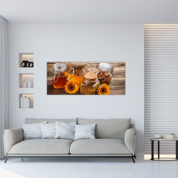 Slika - Tihožitje s kozarci za med (120x50 cm)
