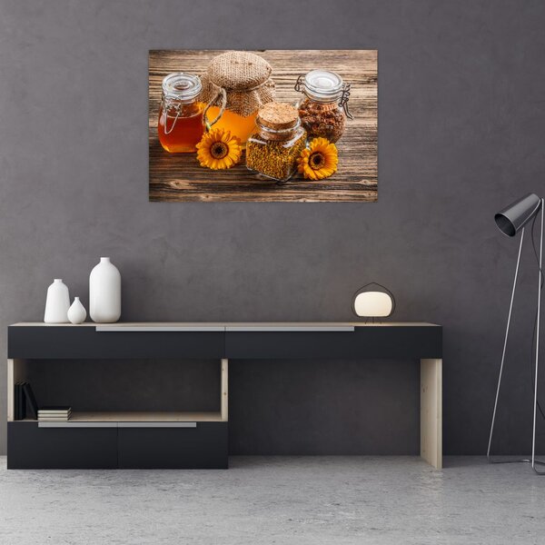 Slika - Tihožitje s kozarci za med (90x60 cm)