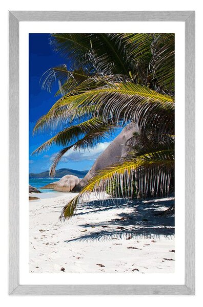 Plakat s paspartuom ljepote plaže Anse Source