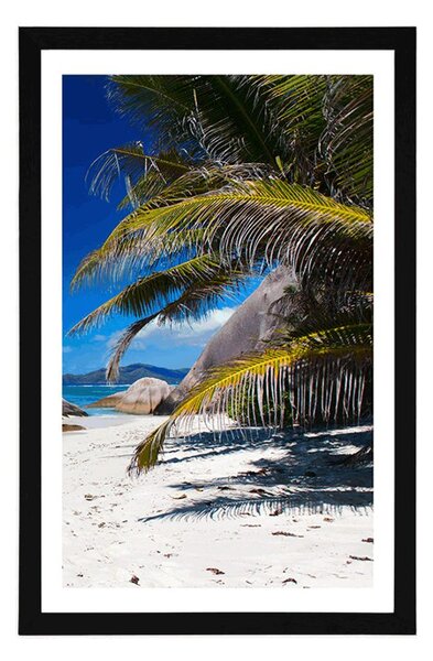 Plakat s paspartuom ljepote plaže Anse Source