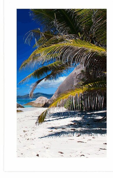 Plakat s paspartuom ljepote plaže Anse Source