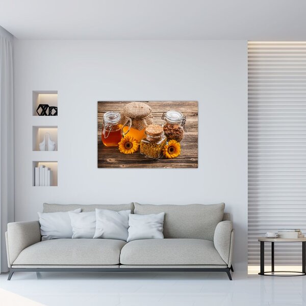 Slika - Tihožitje s kozarci za med (90x60 cm)