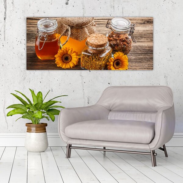 Slika - Tihožitje s kozarci za med (120x50 cm)