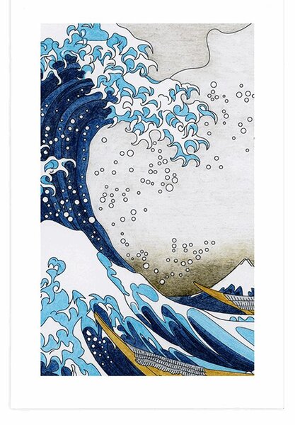 Plakat s paspartuom reprodukcija Veliki val kod Kanagawe - Katsushika Hokusai