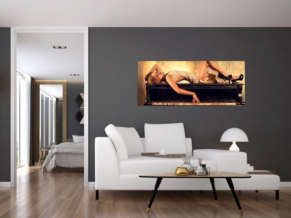 Slika - Ženska za klavirjem (120x50 cm)