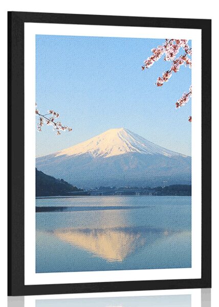 Plakat s paspartuom pogled s jezera na Fuji