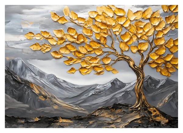 Staklena slika – Drvo sa zlatnim lišćem (70x50 cm)