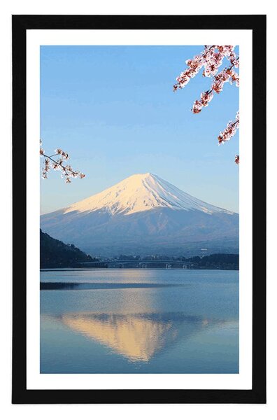 Plakat s paspartuom pogled s jezera na Fuji