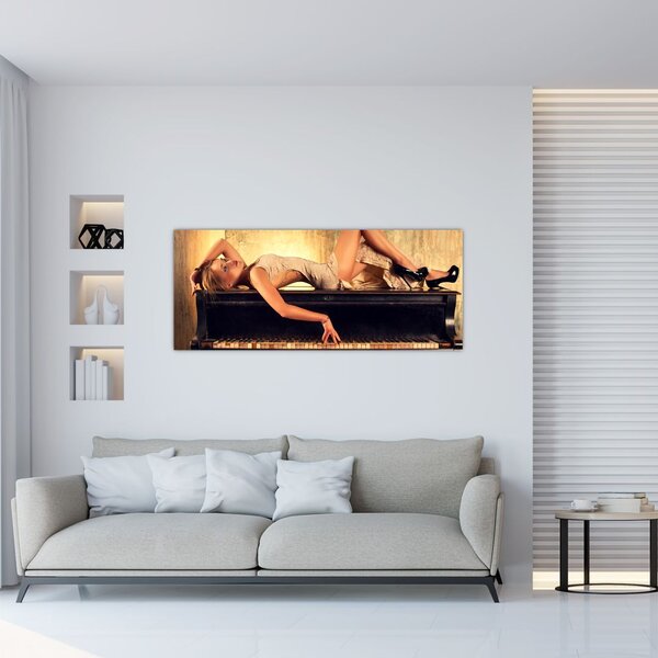 Slika - Ženska za klavirjem (120x50 cm)