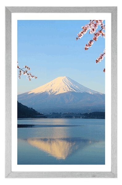 Plakat s paspartuom pogled s jezera na Fuji
