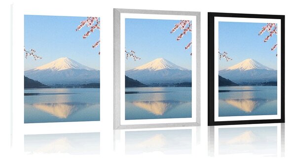 Plakat s paspartuom pogled s jezera na Fuji