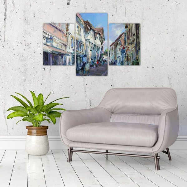 Slika - Aleja starega mesta, akrilna slika (90x60 cm)