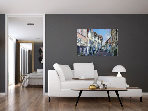 Slika - Aleja starega mesta, akrilna slika (90x60 cm)