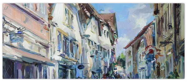 Slika - Aleja starega mesta, akrilna slika (120x50 cm)