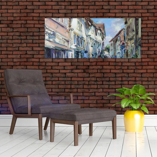 Slika - Aleja starega mesta, akrilna slika (120x50 cm)