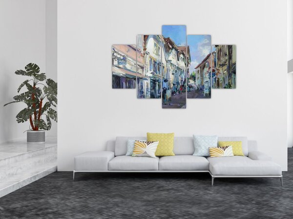 Slika - Aleja starega mesta, akrilna slika (150x105 cm)