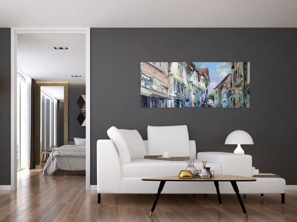 Slika - Aleja starega mesta, akrilna slika (120x50 cm)
