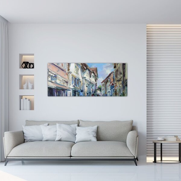 Slika - Aleja starega mesta, akrilna slika (120x50 cm)