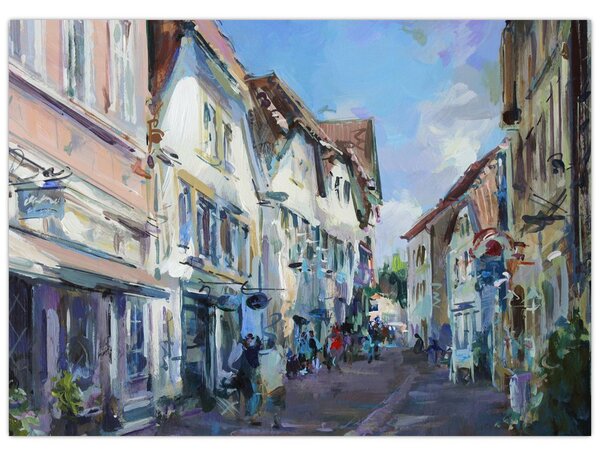 Slika - Aleja starega mesta, akrilna slika (70x50 cm)