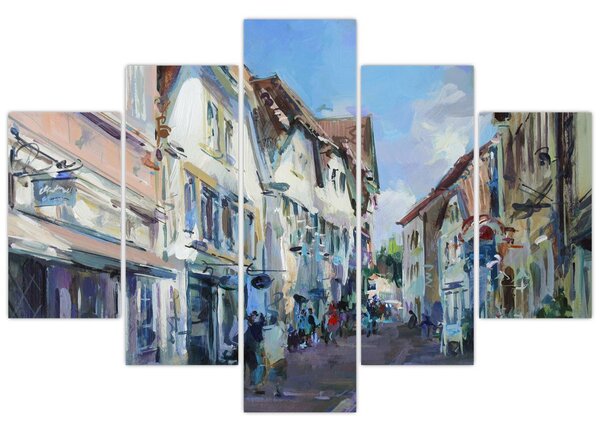 Slika - Aleja starega mesta, akrilna slika (150x105 cm)