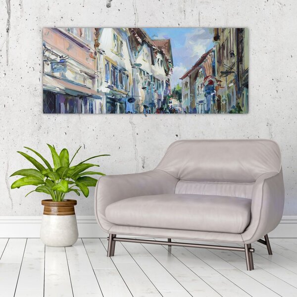 Slika - Aleja starega mesta, akrilna slika (120x50 cm)