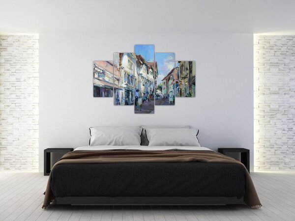 Slika - Aleja starega mesta, akrilna slika (150x105 cm)