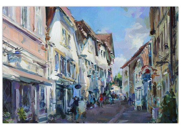 Slika - Aleja starega mesta, akrilna slika (90x60 cm)