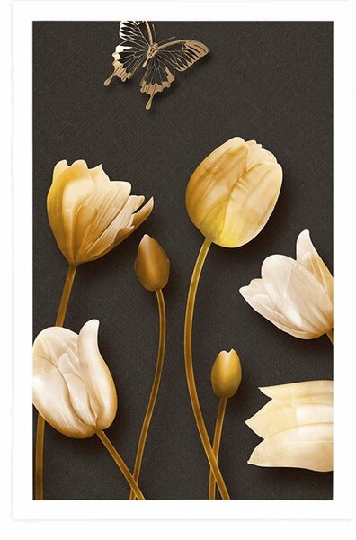Plakat tulipani sa zlatnim motivom