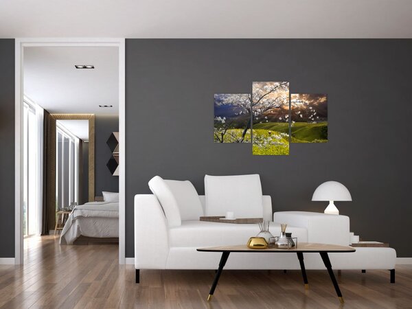 Slika - Cvetoče drevo v pokrajini (90x60 cm)