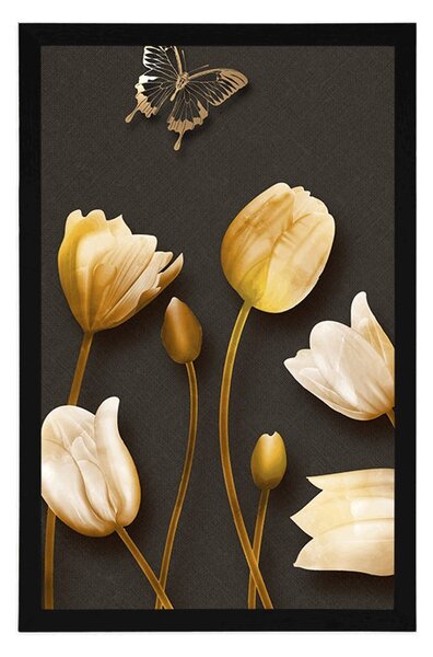 Plakat tulipani sa zlatnim motivom