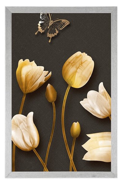 Plakat tulipani sa zlatnim motivom