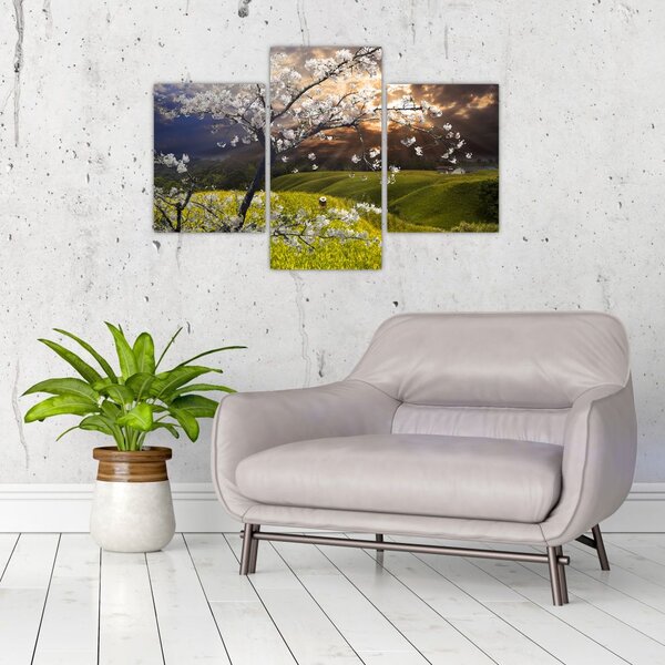Slika - Cvetoče drevo v pokrajini (90x60 cm)