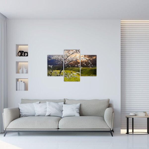 Slika - Cvetoče drevo v pokrajini (90x60 cm)