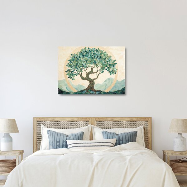 Staklena slika – Elegantna mozaika s drvetom (70x50 cm)