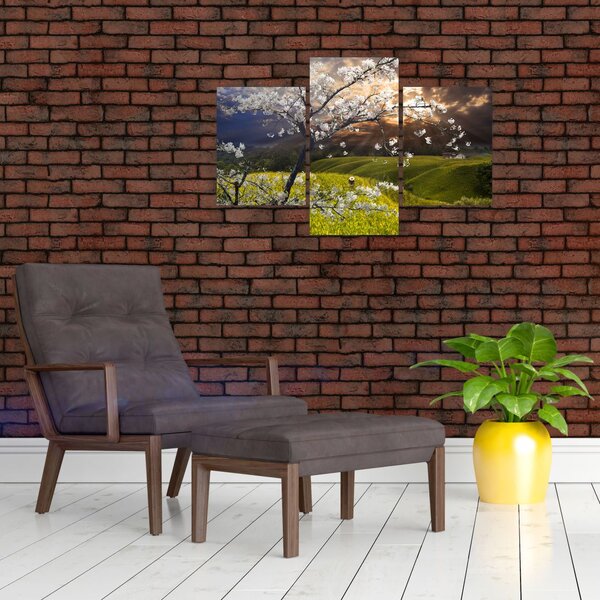 Slika - Cvetoče drevo v pokrajini (90x60 cm)