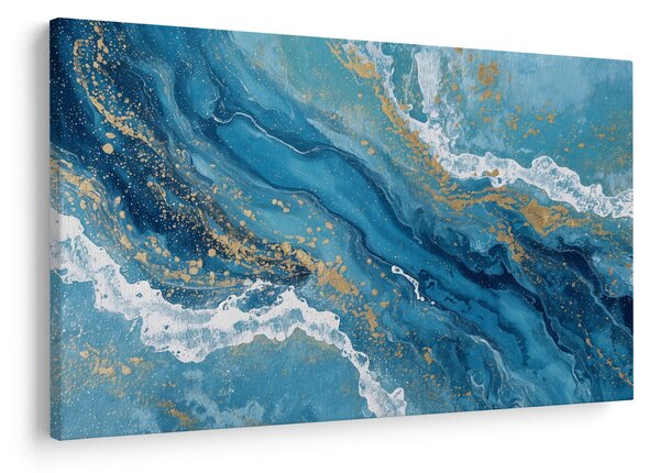 Slika - Svijetloplavi mramor sa zlatom II. (90x60 cm)