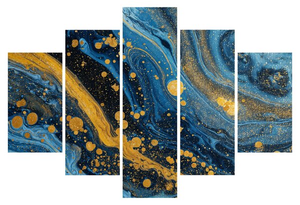 Slika - Plava apstrakcija sa zlatom (150x105 cm)