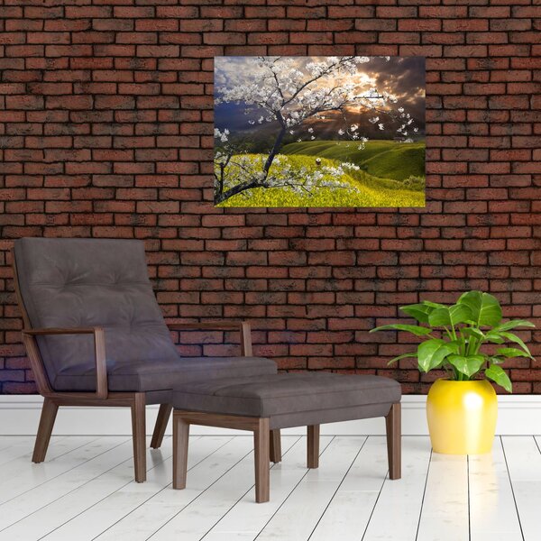 Slika - Cvetoče drevo v pokrajini (70x50 cm)