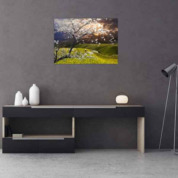 Slika - Cvetoče drevo v pokrajini (70x50 cm)