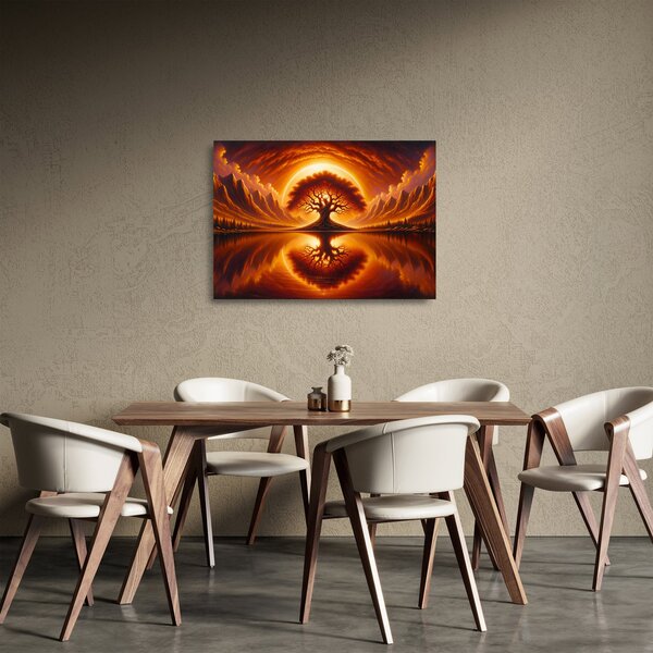 Staklena slika – Drvo u krvavom suncu (70x50 cm)