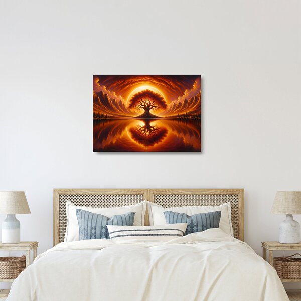 Staklena slika – Drvo u krvavom suncu (70x50 cm)