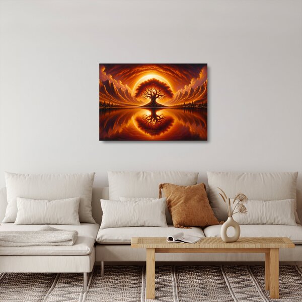 Staklena slika – Drvo u krvavom suncu (70x50 cm)