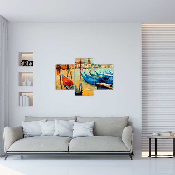 Slika - Pristanišče v Benetkah (90x60 cm)